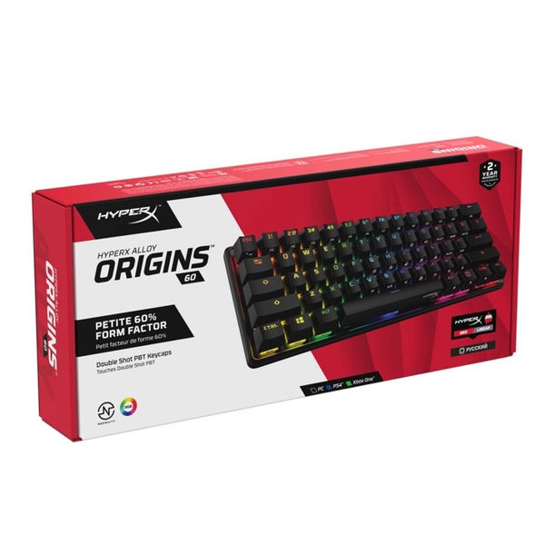 კლავიატურა HyperX HKBO1S-RB-RU/G Alloy Origins 60, Wired, RGB, USB, Gaming Keyboard, Black