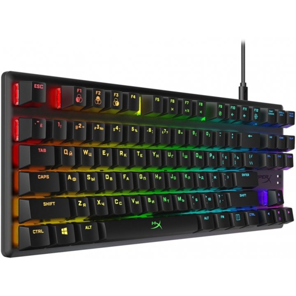 კლავიატურა HyperX HX-KB7BLX-RU Alloy Origins, Wired, RGB, USB-C, Gaming Keyboard, Black