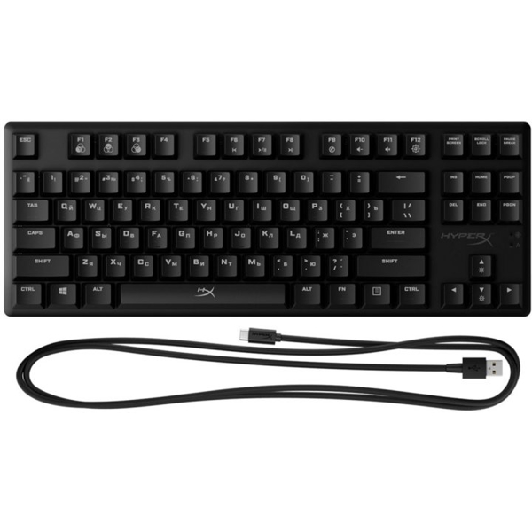 კლავიატურა HyperX HX-KB7BLX-RU Alloy Origins, Wired, RGB, USB-C, Gaming Keyboard, Black