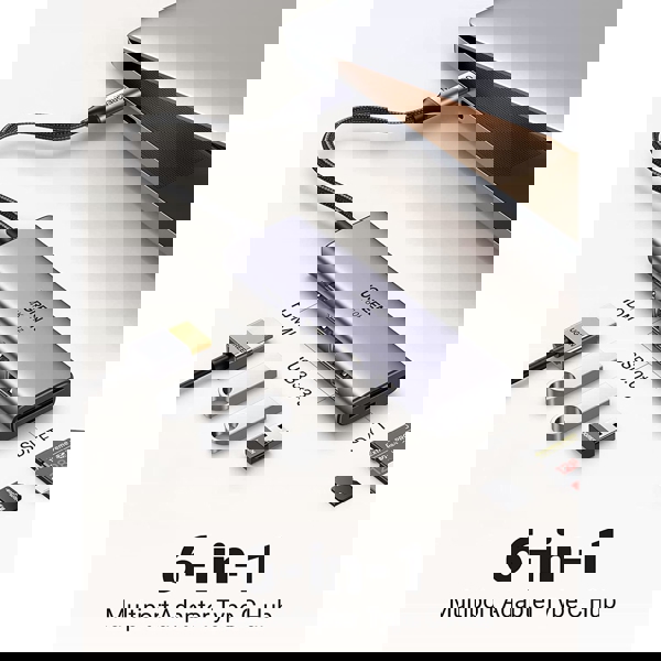 USB-C ჰაბი UGREEN CM511 (60383) Type-C, USB, HDMI, SD/TF, Silver 