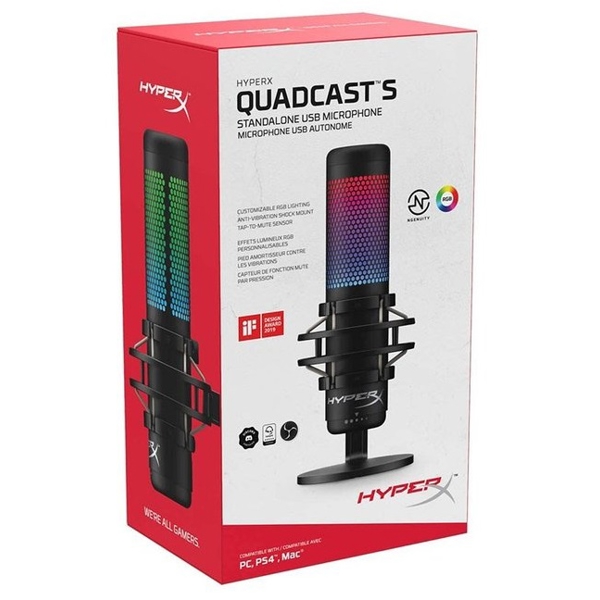 მიკროფონი HyperX HMIQ1S-XX-RG/G QuadCast S, Microphone, USB, Black