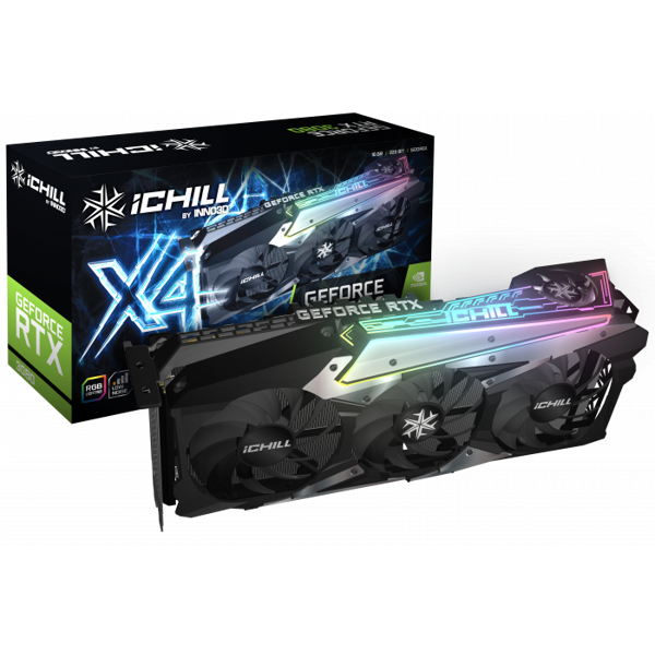 ვიდეო დაფა Inno3D iChill X4 LHR, Gaming RTX3080, 10Gb, 320bit, HDMI, DP, Black