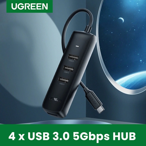 UGREEN CM416 (10916) USB-C Hub, 4xUSB3.0, 0.2m, Black EOL