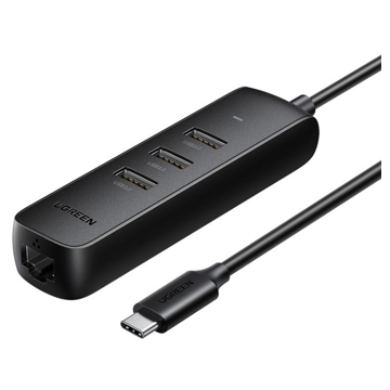 USB-C ჰაბი UGREEN CM416 (10917) Type-C Hub Splitter, 3xUSB3.0, RJ45, 0.25m, Black EOL