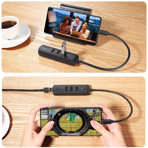 USB-C ჰაბი UGREEN CM416 (10917) Type-C Hub Splitter, 3xUSB3.0, RJ45, 0.25m, Black EOL