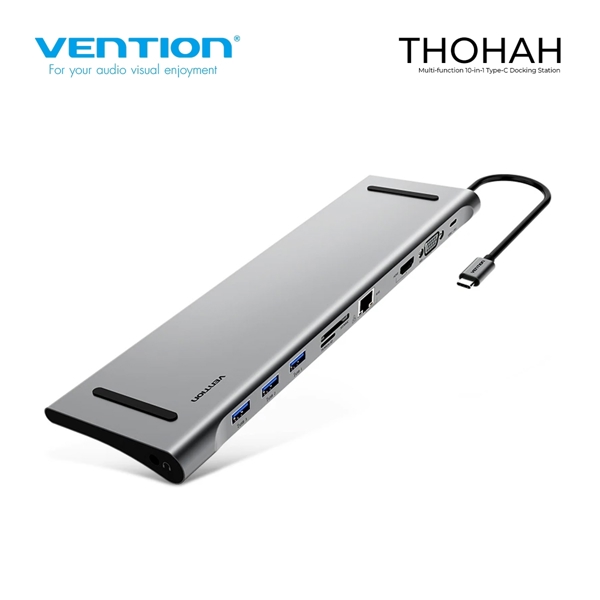 USB-C ადაპტერი Vention Thohah Type-C Male To USB 3.0 Female, Docking Station, Silver