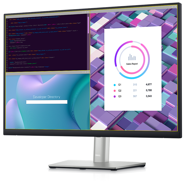 მონიტორი Dell P2423, 24", Monitor,  WUXGA, LED, IPS, DP, DVI, HDMI, VGA, 5xUSB3.2, Black