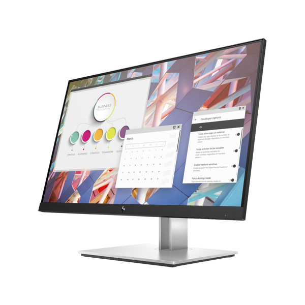 HP E24 G4, 23.8", Monitor, FHD, IPS, VGA, USB-B, DP, HDMI, 4xUSB-A, Black