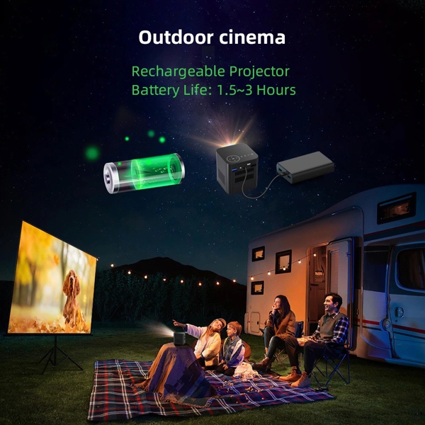 პროექტორი BYINTEK P19 3D Mini Portable Smart Projector, LED DLP, Supported 4K, Android 9.0, 350 ANSI lumens, BT5.0, WiFi, Black