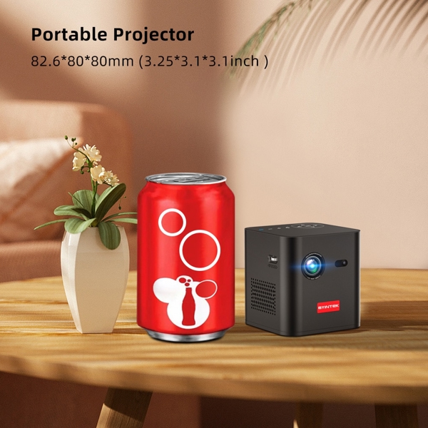 პროექტორი BYINTEK P19 3D Mini Portable Smart Projector, LED DLP, Supported 4K, Android 9.0, 350 ANSI lumens, BT5.0, WiFi, Black