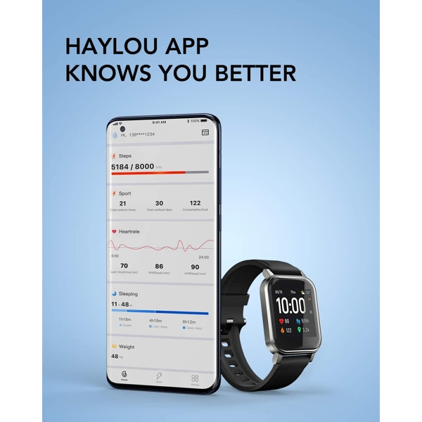 სმარტ საათი Haylou LS02, 1.4", Fitness Tracker, Ipx68 Waterproof, Black