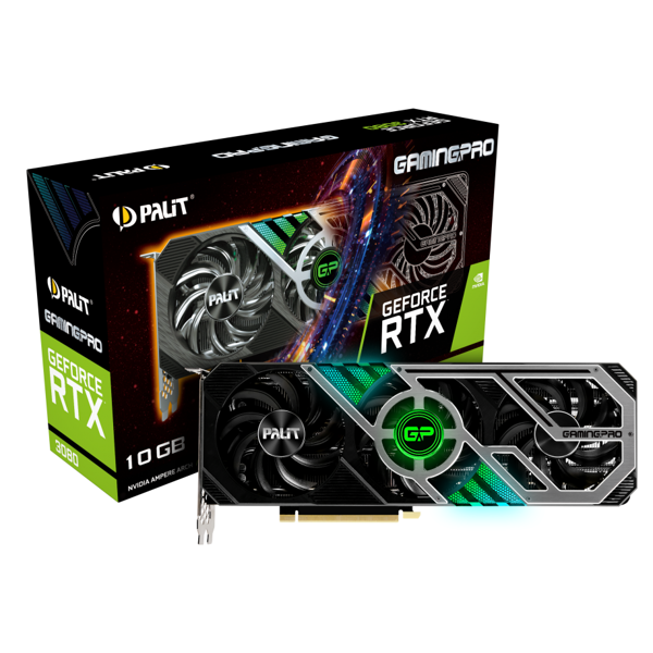 ვიდეო დაფა Palit NED3080019IA-132AA V1, RTX3080 GamingPro, 10GB, 320bit, HDMI, DP, Black