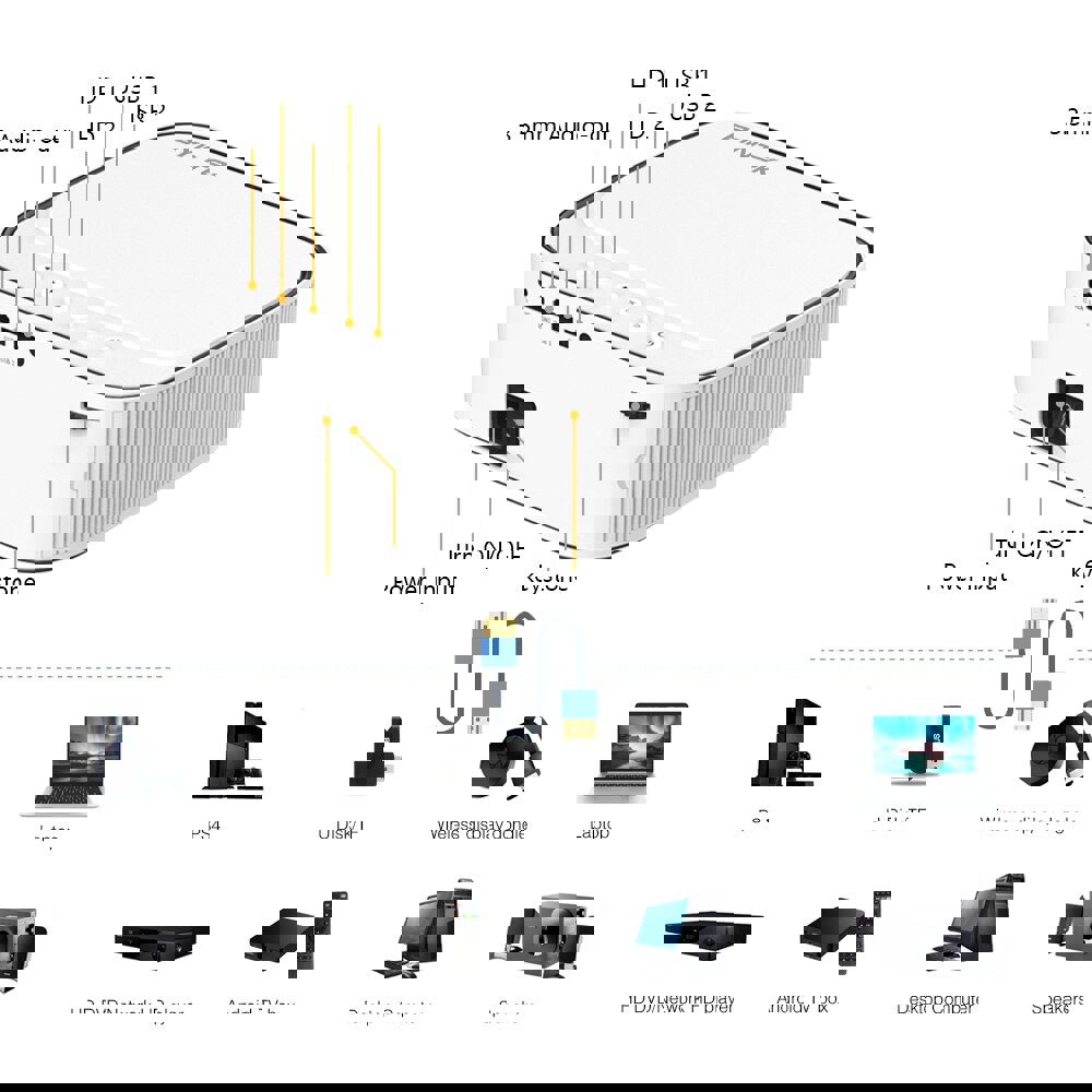 პროექტორი BYINTEK K45 Smart Home Theater Projector, FHD, Support 4K, Android 9.0, LCD, LED, 700 ANSI lumens, WiFi, BT4.0, White