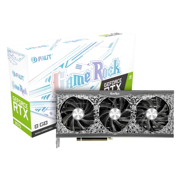 ვიდეო დაფა Palit NE63070019P2-1040G V1, RTX3070 Gamerock, 8GB, 256bit, HDMI, DP, Black/Silver