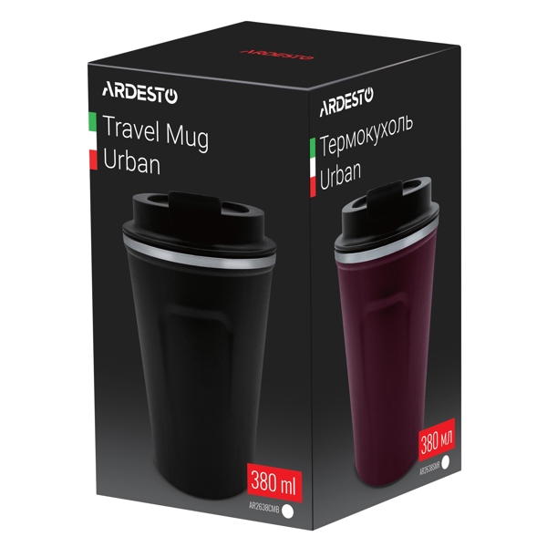 თერმო ჭიქა Ardesto AR2638CMB 380ml Travel mug Urban Black