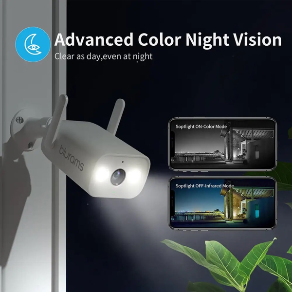 ვიდეო სათვალთვალო კამერა Blurams A22C Outdoor Lite 4 Spotlight Security Camera. 2K 3MP, Wi-Fi, 2-Way Audio, Night Vision, Works with Alexa, White