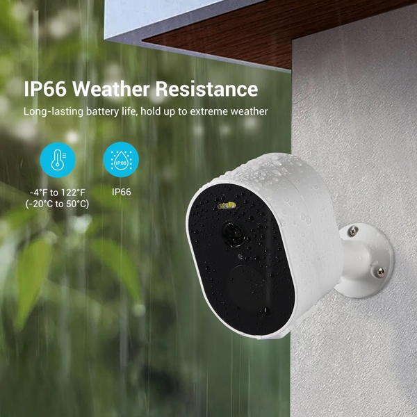 ვიდეო სათვალთვალო კამერა Blurams A11C-K Wireless Camera Lite + Solar Panel Kit, 2K 3MP, Wi-Fi, 5200mAh, 2-Way Audio, Color Night Vision, Works with Alexa, White