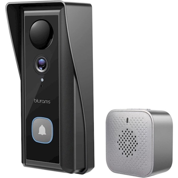 Blurams D10C Wire-Free Video Doorbell, 2K 3MP, Wi-Fi, 2-Way Audio, Night Vision, Black