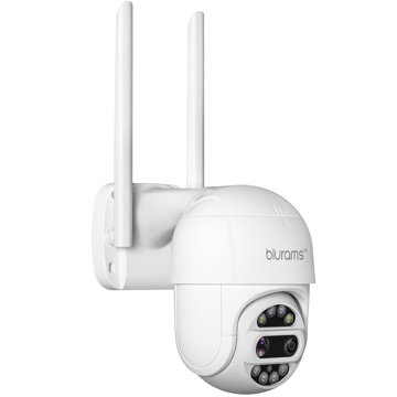  Blurams S21C PTZ Outdoor Lite Security Camera, Dual-Lens, 2K 3MP, 2-Way Audio, Color Night Vision, White