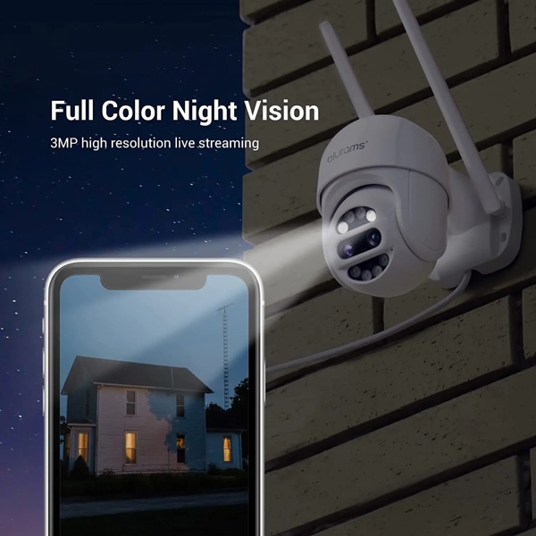 ვიდეო სათვალთვალო კამერა Blurams S21C PTZ Outdoor Lite Security Camera, Dual-Lens, 2K 3MP, 2-Way Audio, Color Night Vision, White