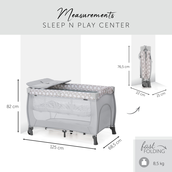 საწოლ მანეჟი Hauck 600672 Sleep’n Play Center Grey