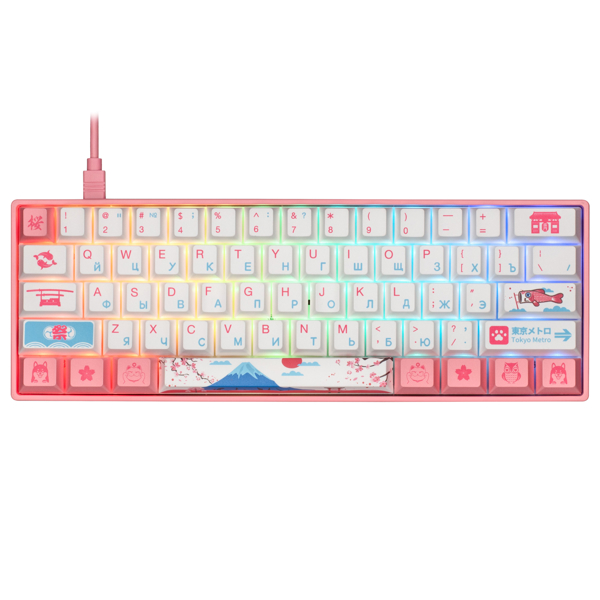 კლავიატურა Akko A3061_S_GP, Sakura R2, Wired, USB, Gaming Keyboard, Pink