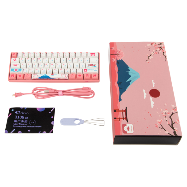 კლავიატურა Akko A3061_S_GP, Sakura R2, Wired, USB, Gaming Keyboard, Pink