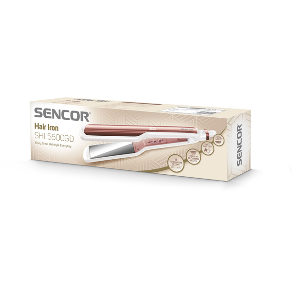 თმის უთო Sencor SHI 5500GD, Hair Straightener, White, Gold