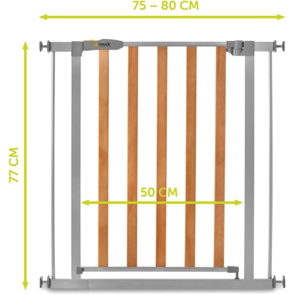 დამცავი ბარიერი Hauck 597385 Wood Lock 2 Safety Child Safety Gate for Doors and Stairs Silver