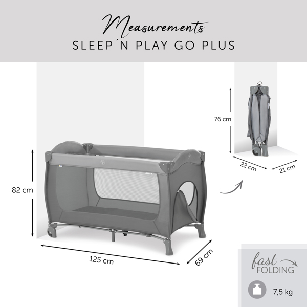 საწოლ მანეჟი Hauck 600818 Sleep N Play Go Plus Grey