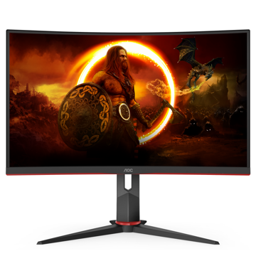 მონიტორი AOC CQ27G2U/BK, 27", Curved Monitor, QHD, WLED, VA, HDMI, DP, USB, Black/Red