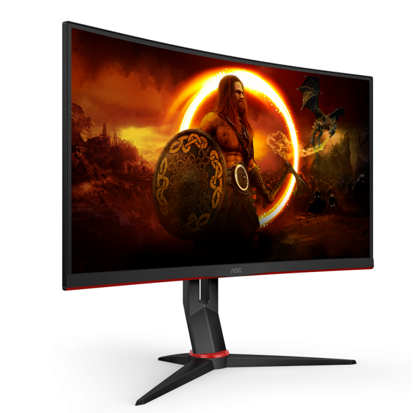 მონიტორი AOC CQ27G2U/BK, 27", Curved Monitor, QHD, WLED, VA, HDMI, DP, USB, Black/Red