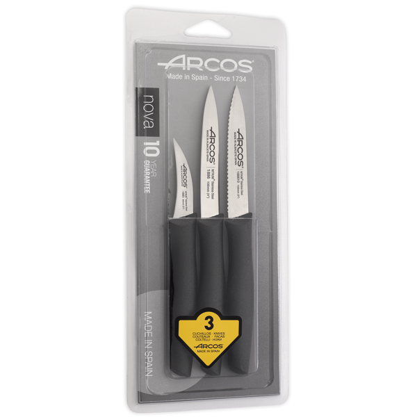 დანების ნაკრები Arcos 189500 Nova, Paring Knife Set, 3pcs, Black