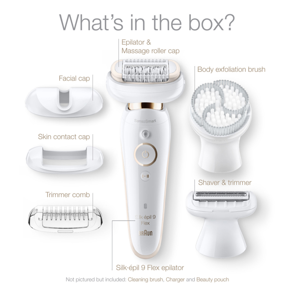 ეპილატორი Braun SES9030 Silk-epil 9 Flex, Wet and Dry Epilator, White