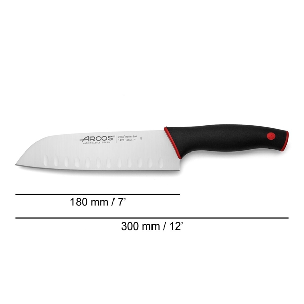 დანა Arcos 147822 Duo, Santoku Knife (Granton Edge), 180mm, Black