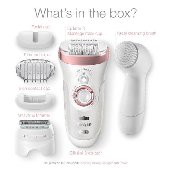 Braun SES 9/880 Silk·épil 9, Wet and Dry Epilator, White/Rose