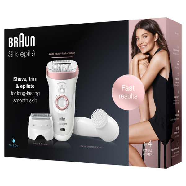 Braun SES 9/880 Silk·épil 9, Wet and Dry Epilator, White/Rose