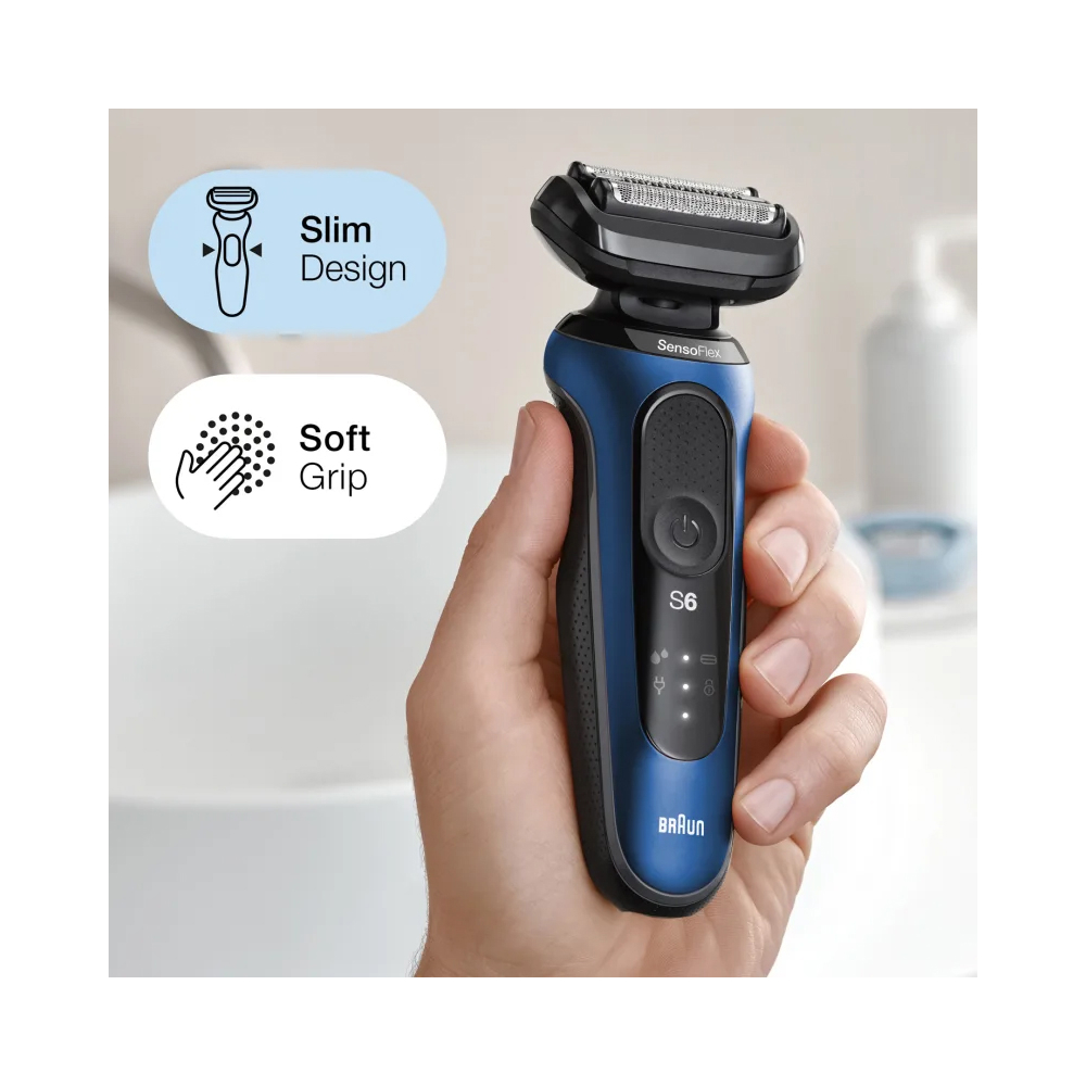 წვერსაპარსი Braun 60-B1500s Series 6, Electric Shaver, Blue/Black