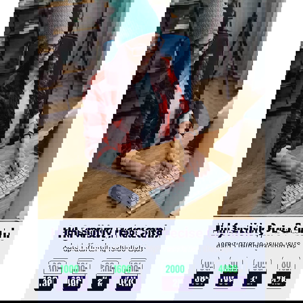 მაუსი UGREEN MU001 (90372) Wireless 2.4G Slim Silent Mouse, 4000DP, Light Black