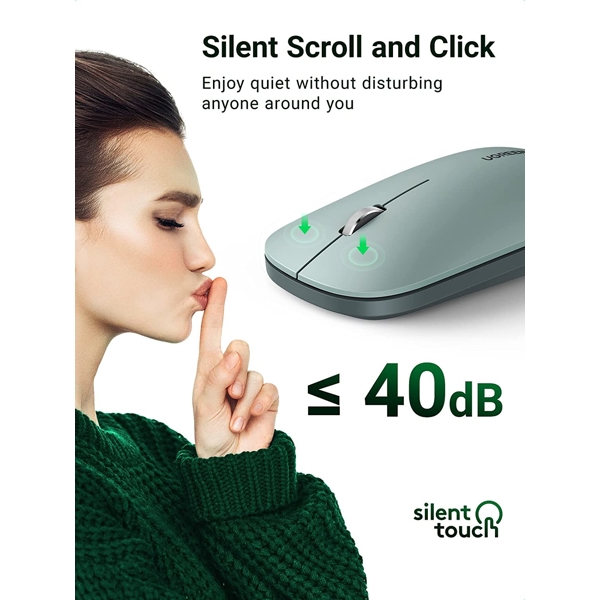 UGREEN MU001 (90374) Wireless 2.4G Slim Silent Mouse, 4000DP, Green