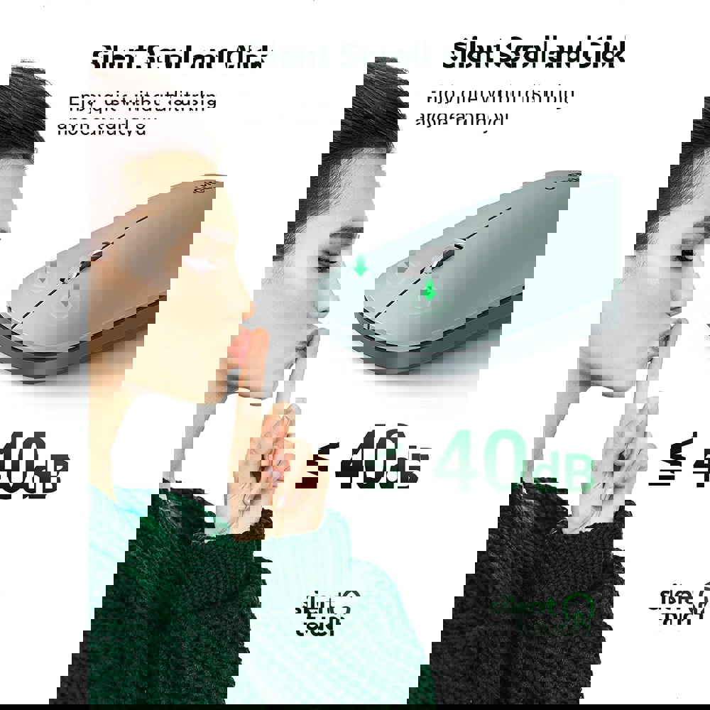 მაუსი UGREEN MU001 (90374) Wireless 2.4G Slim Silent Mouse, 4000DP, Green