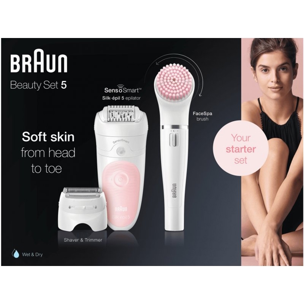 ეპილატორი Braun SES5-895BS Silk-epil 5, Wet and Dry Epilator, White