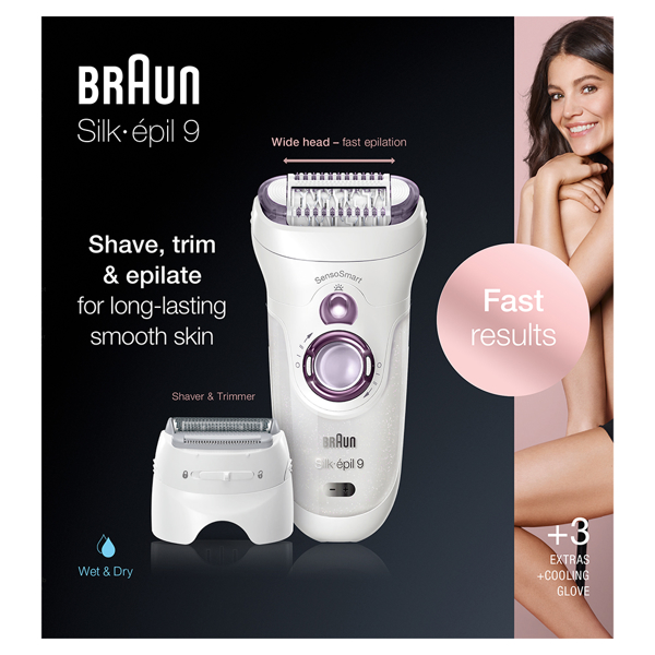 ეპილატორი Braun SES9-710 Silk-epil 9 SensoSmart, Wet and Dry Epilator, White