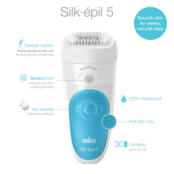 ეპილატორი Braun SES5-810 Silk·épil 5, Wet and Dry Epilator, White