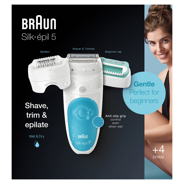 ეპილატორი Braun SES5-610 Silk-epil 5 SensoSmart, Wet and Dry Epilator, White