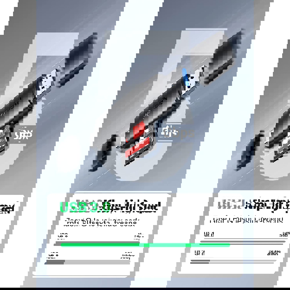 UGREEN CM304 (80191) Multifunction Card Reader, USB-A, Type-C, SD/TF, Black