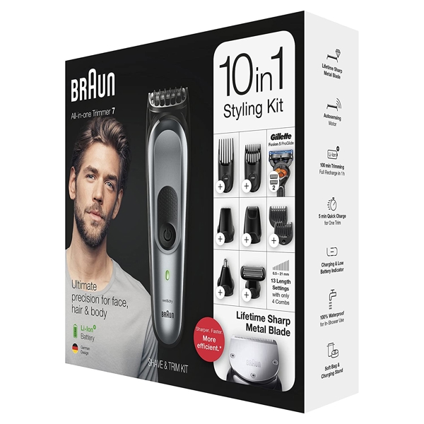 ტრიმერი Braun MGK7221, Hair Trimmer, Black/Gray Metal