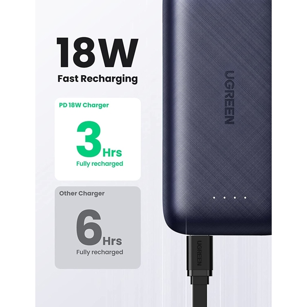 UGREEN PB178 (80749) Mini PD Fast Charging Power Bank, 10000mAh, USB-C, USB-A, Blue EOL