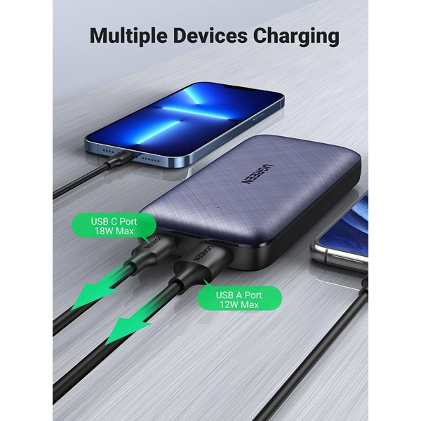 UGREEN PB178 (80749) Mini PD Fast Charging Power Bank, 10000mAh, USB-C, USB-A, Blue EOL