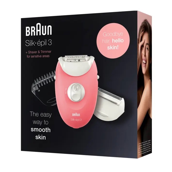 ეპილატორი Braun SE3-440 Silk-épil 3, Wet and Dry Epilator, Pink